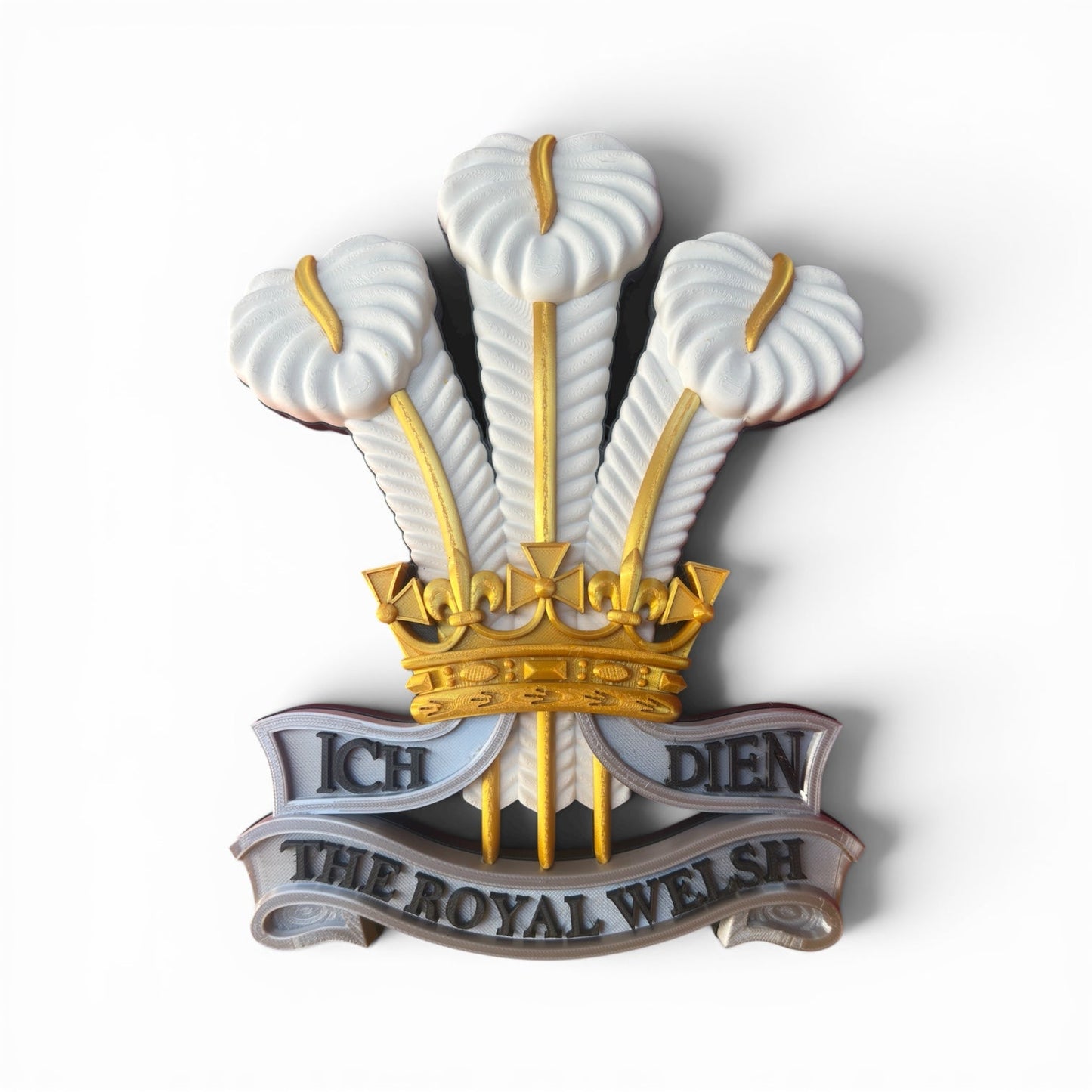 Royal Welsh 3D Printed Cap Badge | Silver, Gold & White | Official MOD-Licensed Gift