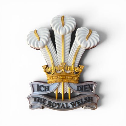 Royal Welsh 3D Printed Cap Badge | Silver, Gold & White | Official MOD-Licensed Gift