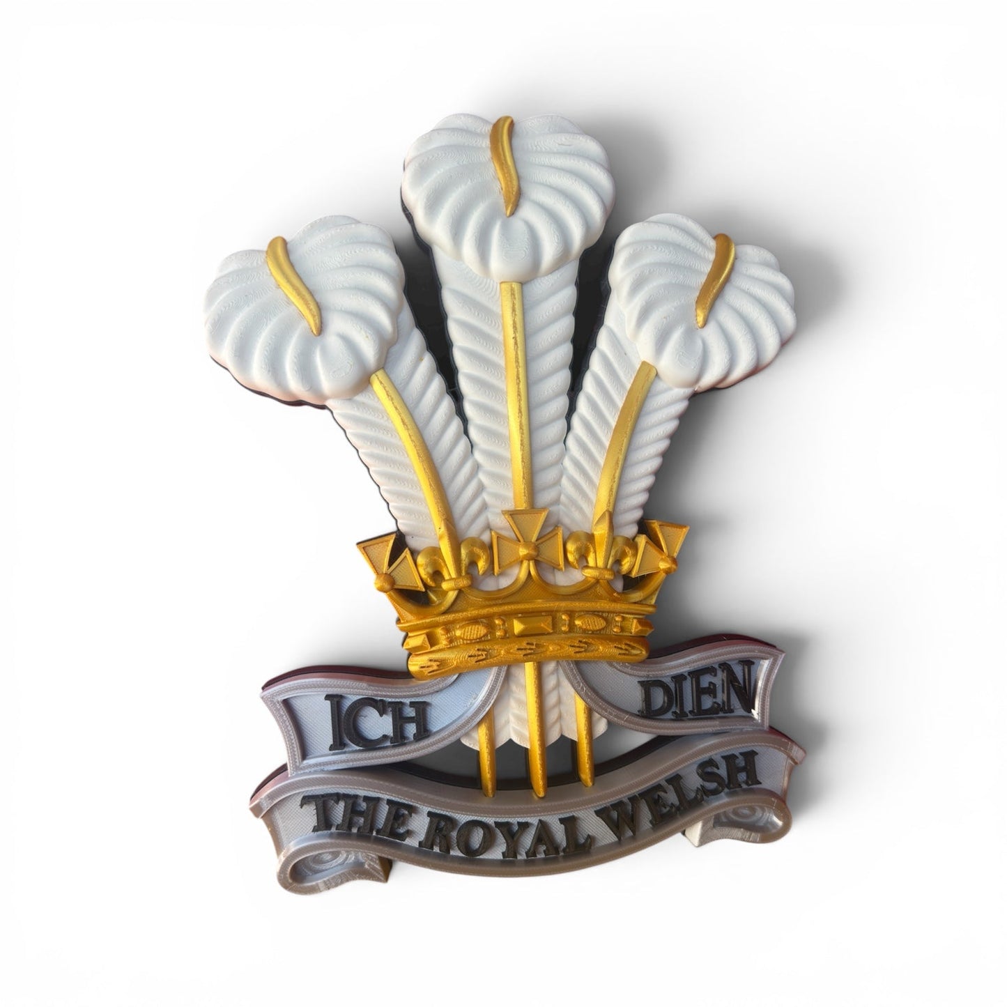 Royal Welsh 3D Printed Cap Badge | Silver, Gold & White | Official MOD-Licensed Gift