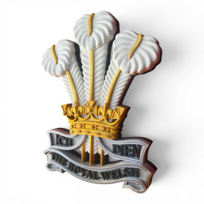Royal Welsh 3D Printed Cap Badge | Silver, Gold & White | Official MOD-Licensed Gift