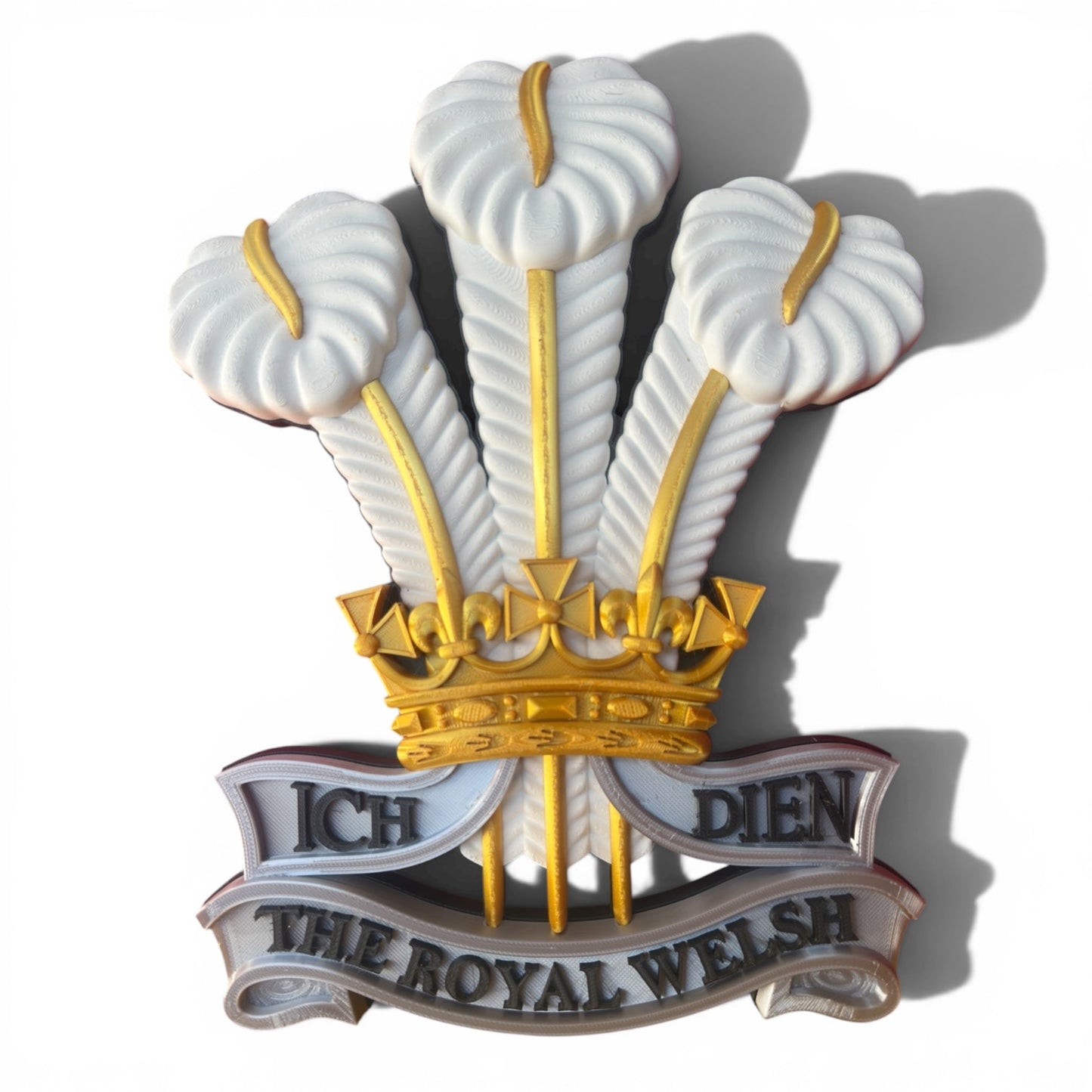 Royal Welsh 3D Printed Cap Badge | Silver, Gold & White | Official MOD-Licensed Gift