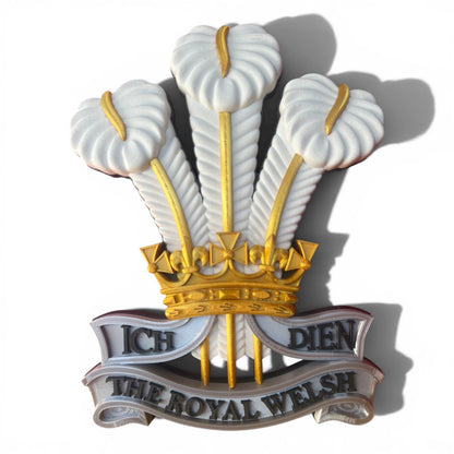 Royal Welsh 3D Printed Cap Badge | Silver, Gold & White | Official MOD-Licensed Gift
