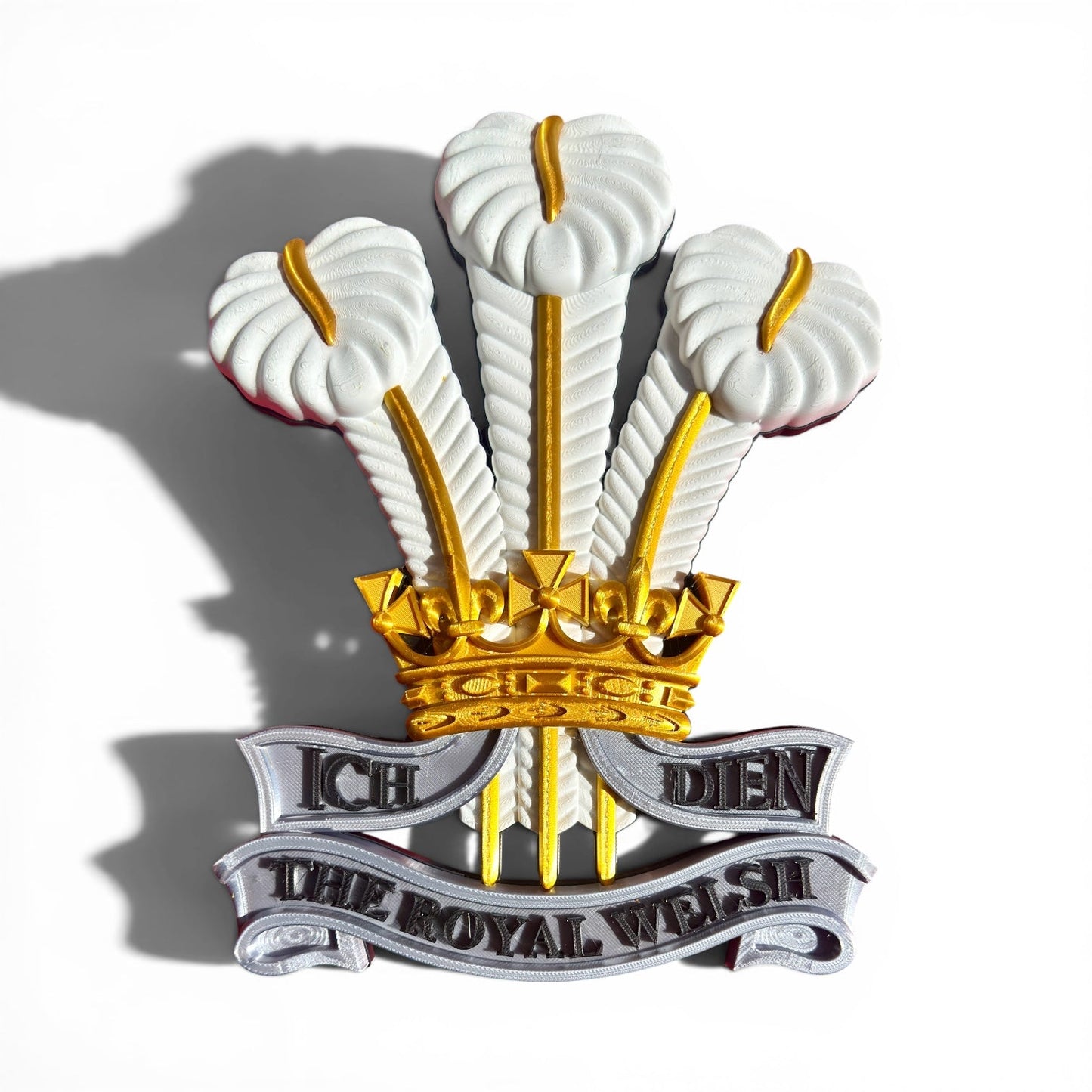 Royal Welsh 3D Printed Cap Badge | Silver, Gold & White | Official MOD-Licensed Gift