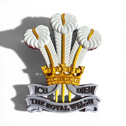 Royal Welsh 3D Printed Cap Badge | Silver, Gold & White | Official MOD-Licensed Gift