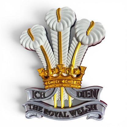 Royal Welsh 3D Printed Cap Badge | Silver, Gold & White | Official MOD-Licensed Gift