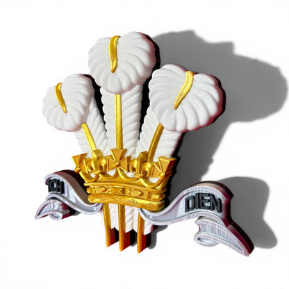 Royal Regiment of Wales 3D Printed Cap Badge | Silver, Gold & White | Official MOD-Licensed Gift