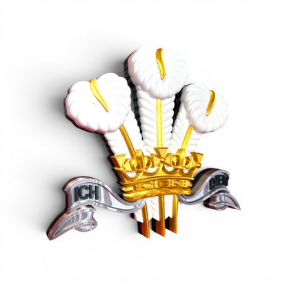 Royal Regiment of Wales 3D Printed Cap Badge | Silver, Gold & White | Official MOD-Licensed Gift