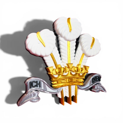 Royal Regiment of Wales 3D Printed Cap Badge | Silver, Gold & White | Official MOD-Licensed Gift