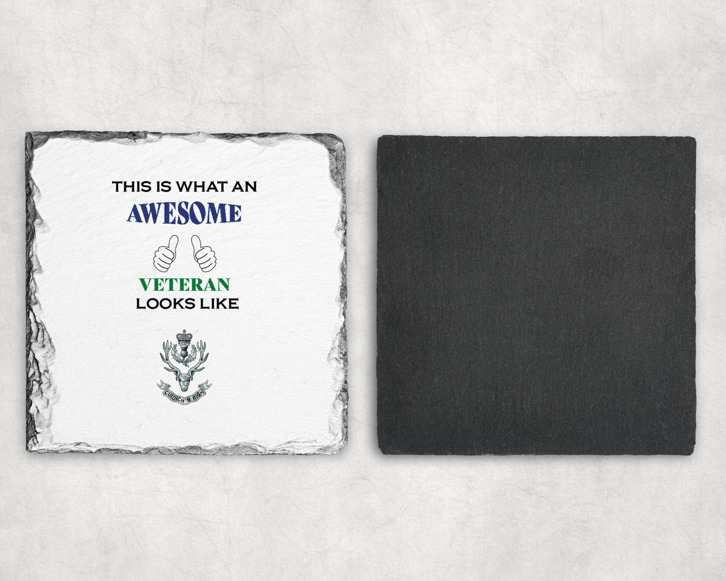 Queen's Own Highlanders (Seaforth and Camerons) - Veteran - Slate Coaster