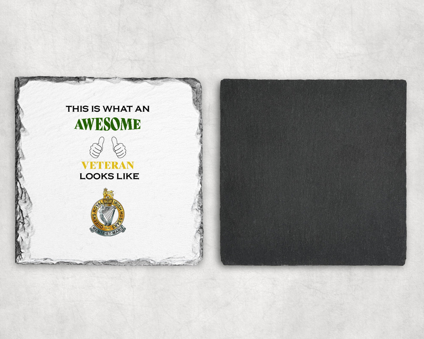 Queen's Royal Irish Hussars - Veteran - Slate Coaster