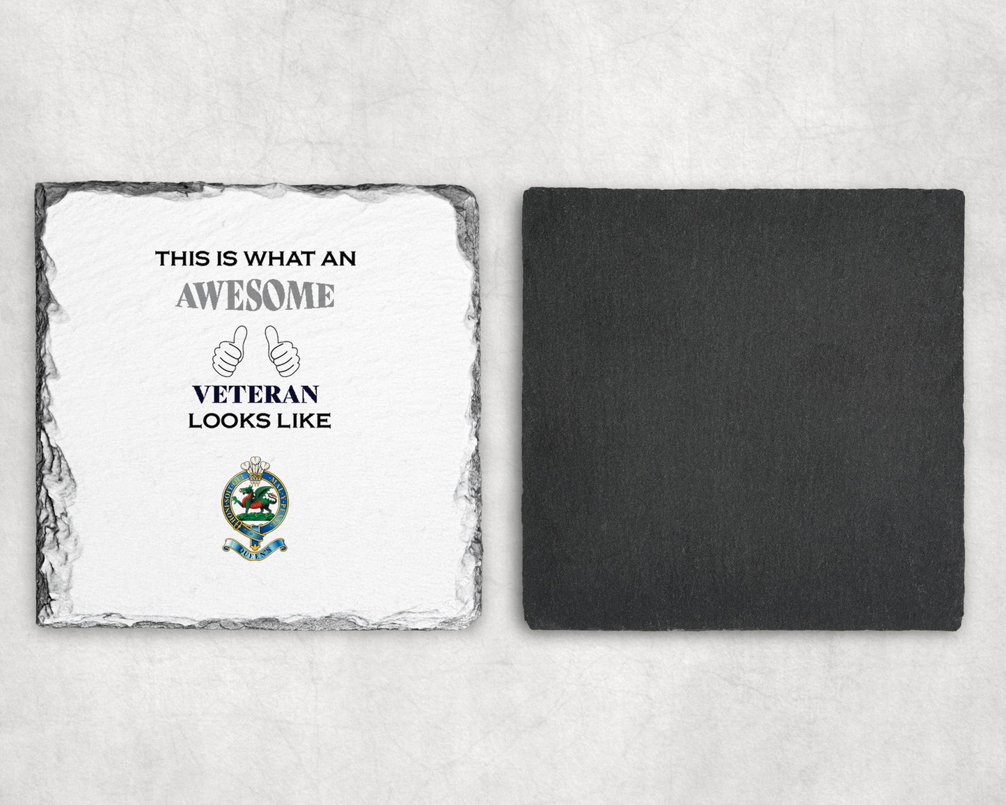 Queen's Regiment - Veteran - Slate Coaster