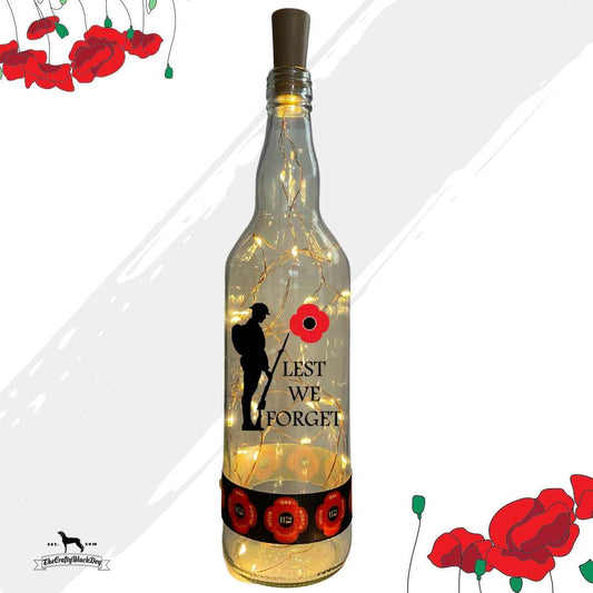 Lest We Forget - Soldier Paying Respects (Design 1) - Bottle with lights (11th Hour Ribbon)
