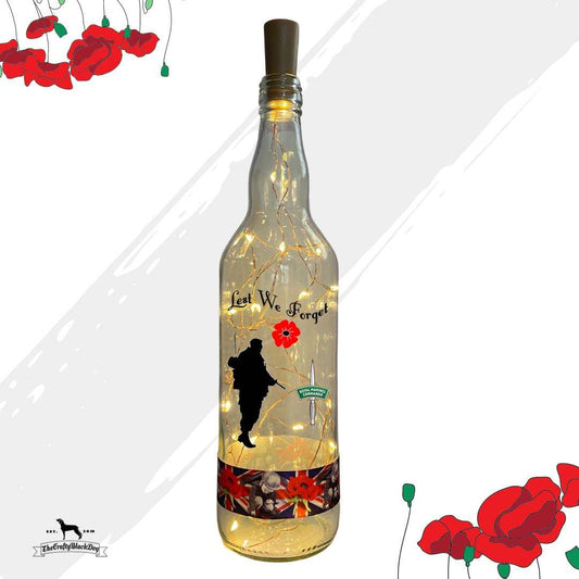 Lest We Forget - Royal Marines - Bottle with lights (Boy picking poppies Ribbon)