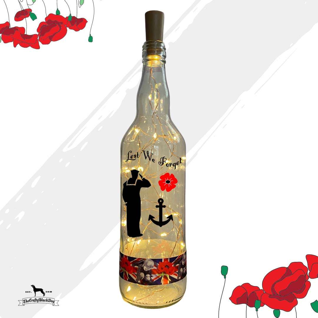 Lest We Forget - Sailor - Bottle with lights (Boy picking poppies Ribbon)