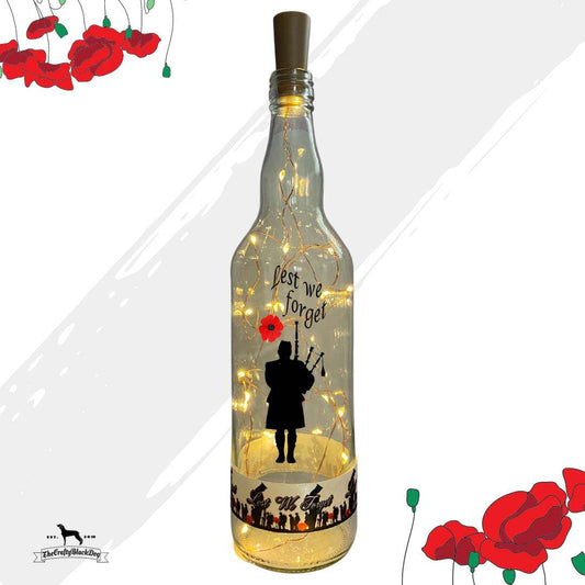 Lest We Forget - Bagpiper - Bottle with lights (Lest We Forget Ribbon)
