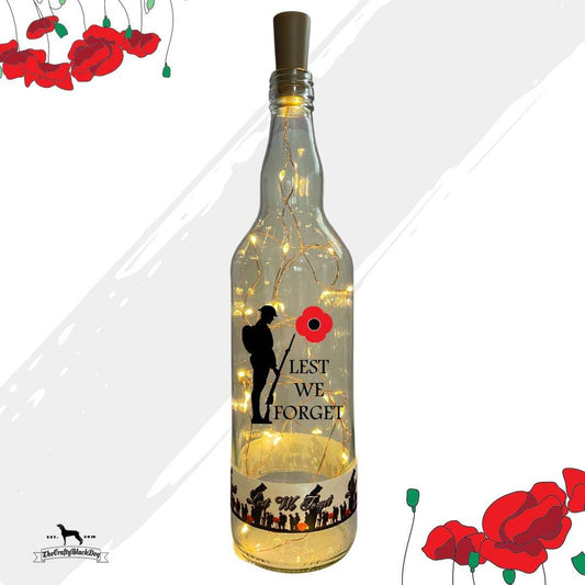 Lest We Forget - Soldier Paying Respects (Design 1) - Bottle with lights (Lest We Forget Ribbon)