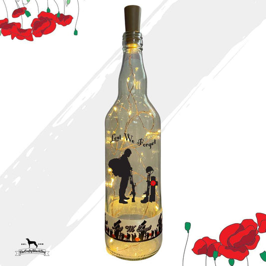 Lest We Forget - Soldier Paying Respects (Design 2) - Bottle with lights (Lest We Forget Ribbon)