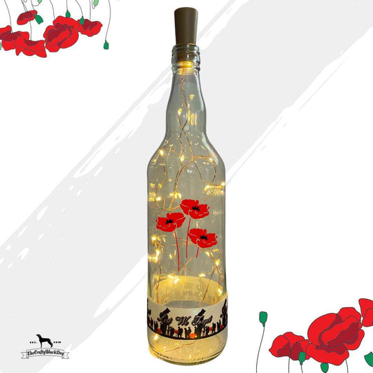 Poppies - Bottle with lights (Lest We Forget Ribbon)