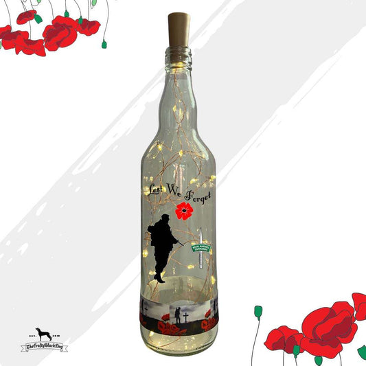 Lest We Forget - Royal Marines - Bottle with lights (Soldier &amp; Poppy Ribbon)
