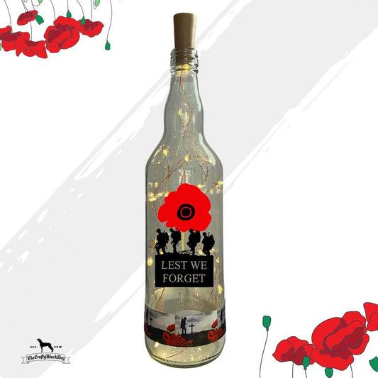 Lest We Forget - Marching Soldiers - Bottle with lights (Soldier &amp; Poppy Ribbon)