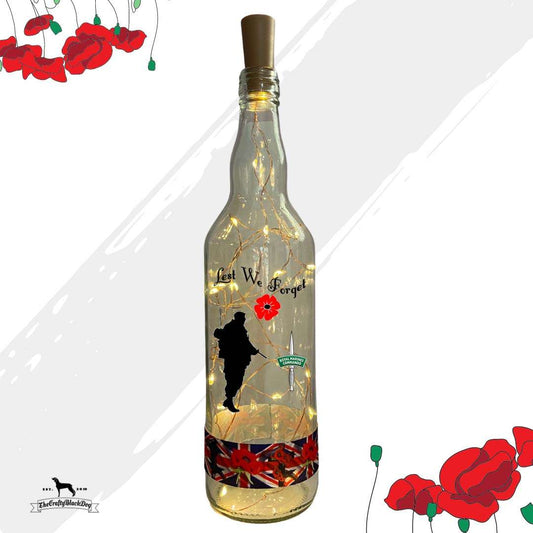 Lest We Forget - Royal Marines - Bottle with lights (Soldier &amp; Poppy Ribbon)
