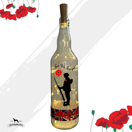 Lest We Forget - Tommy - Bottle with lights (Soldier &amp; Poppy Ribbon)