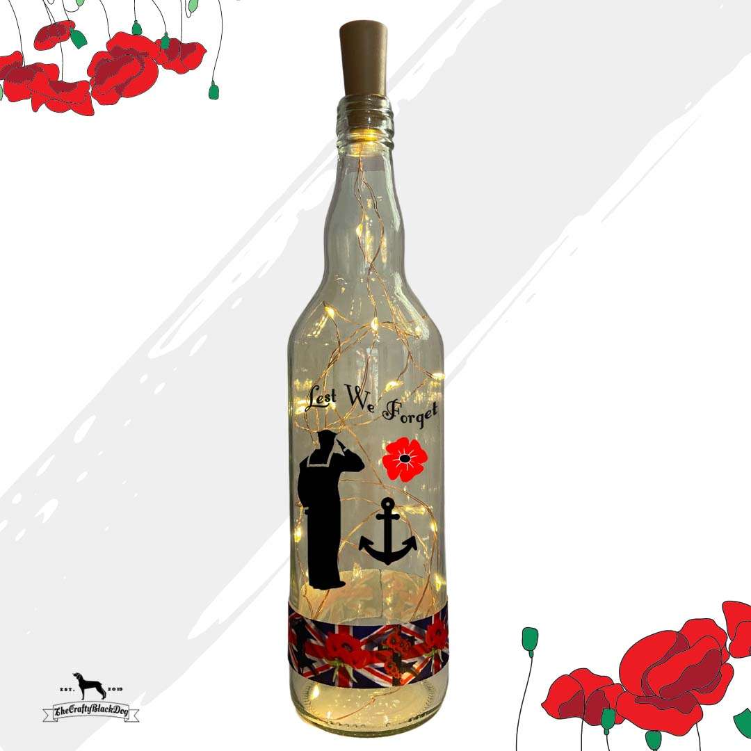 Lest We Forget - Sailor - Bottle with lights (Soldier &amp; Poppy Ribbon)