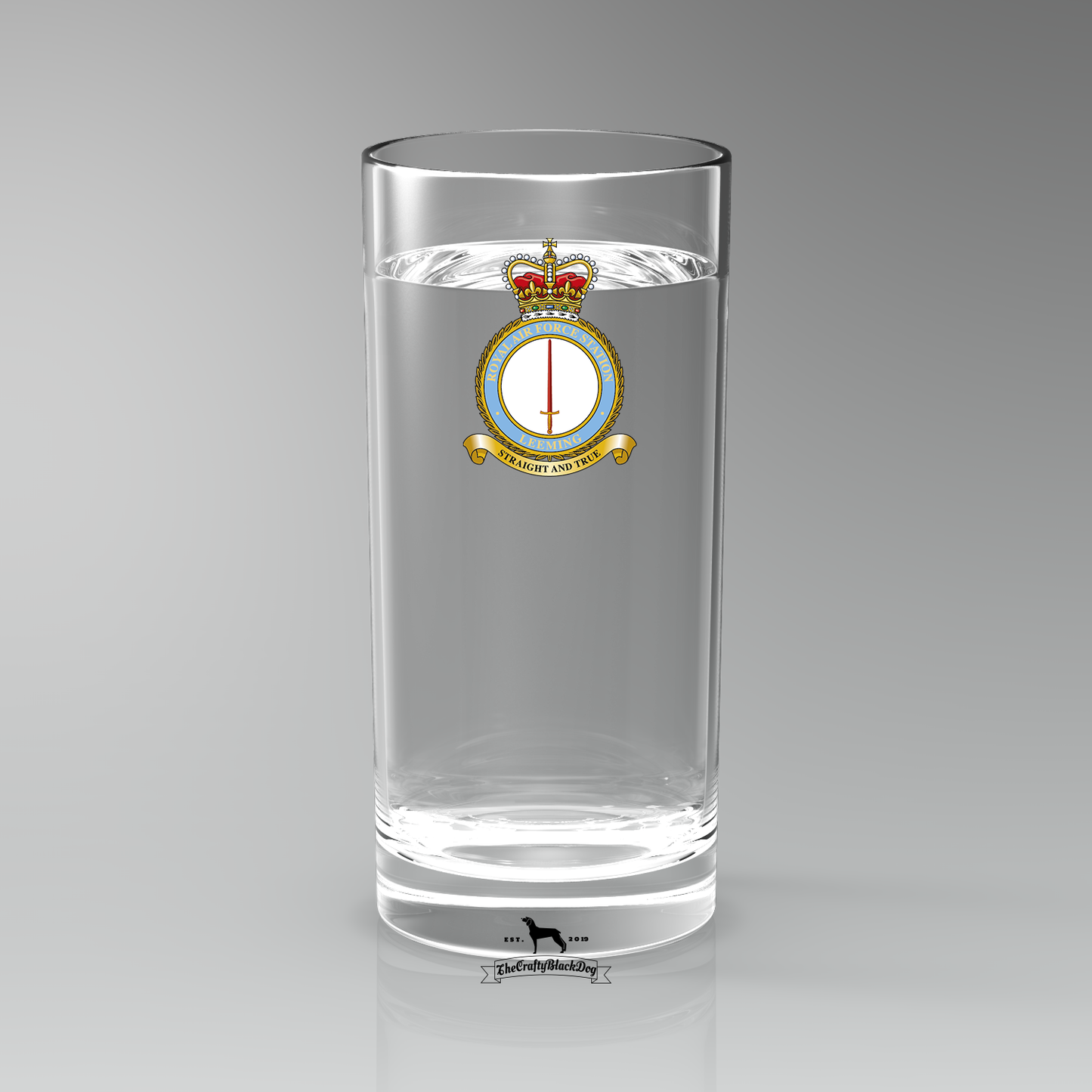 RAF Leeming - Straight Gin/Mixer/Water Glass