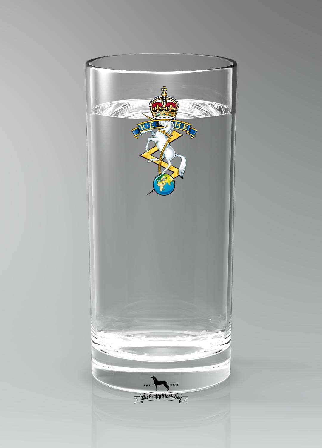 Royal Electrical Mechanical Engineers - Straight Gin/Mixer/Water Glass (New King's Crown)