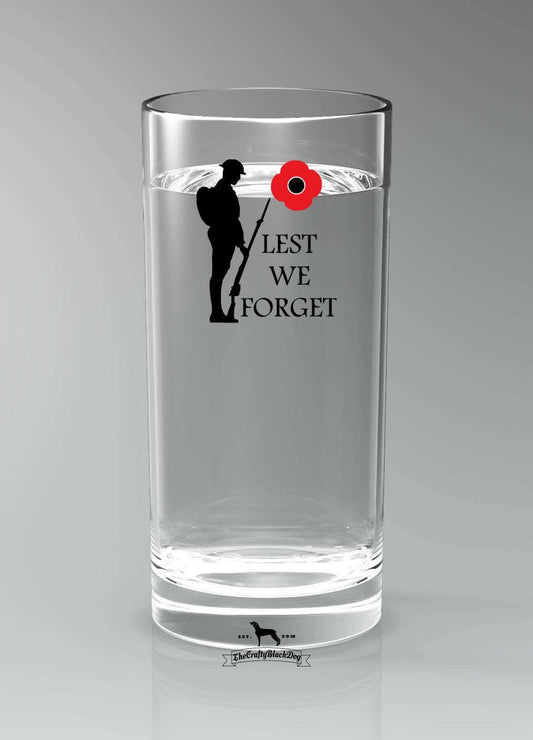 Lest We Forget - Soldier Paying Respects (Design 1) - Highball Glass(es)
