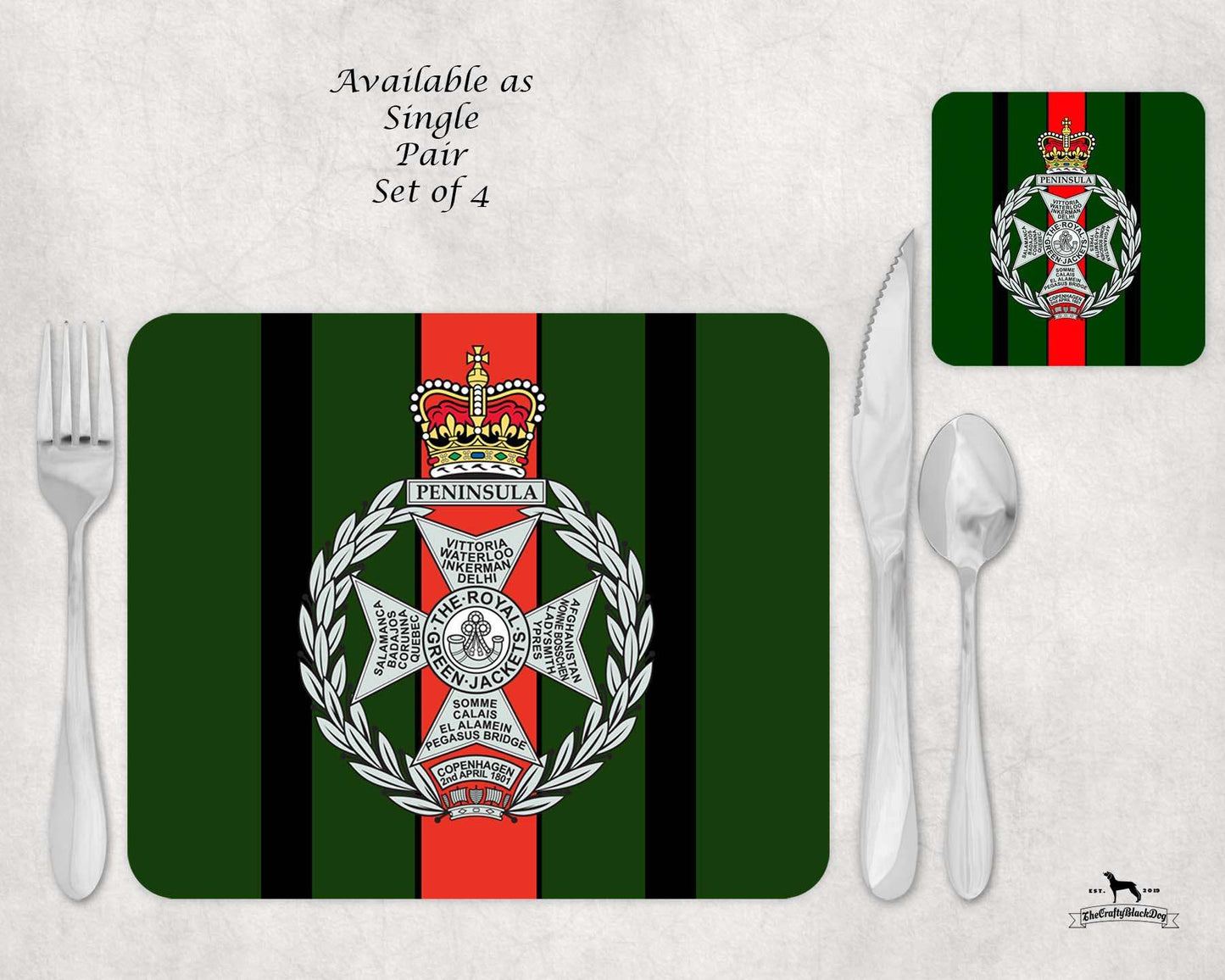 Royal Green Jackets - Placemat &amp; Coaster Set