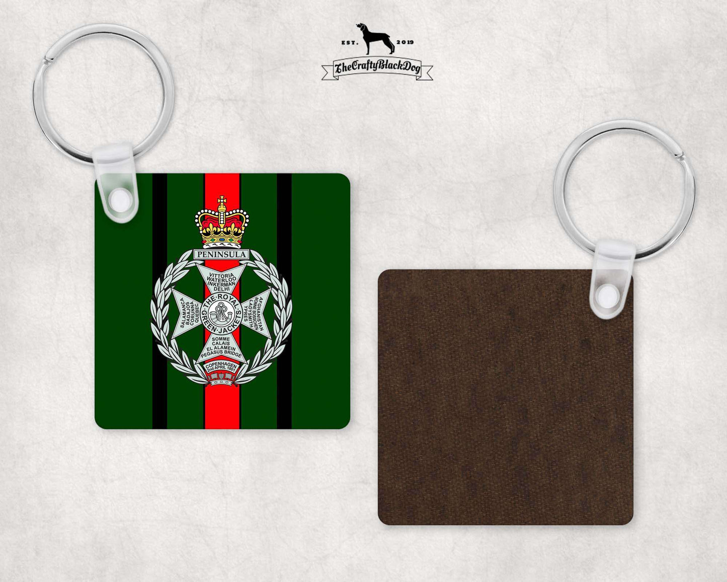 Royal Green Jackets - Square Key Ring