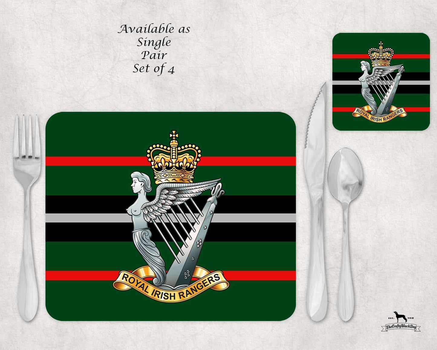 Royal Irish Rangers - Placemat &amp; Coaster Set