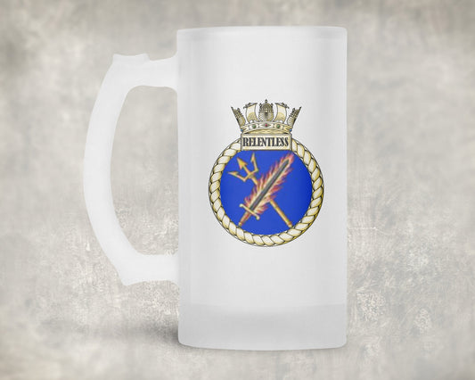 HMS Relentless  - Frosted Stein/Tankard/Beer Mug - Frosted Stein/Tankard/Beer Mug