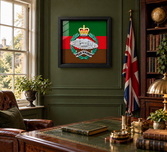 Royal Tank Regiment Queen's Crown Cap Badge Display Frame | Officially Licensed