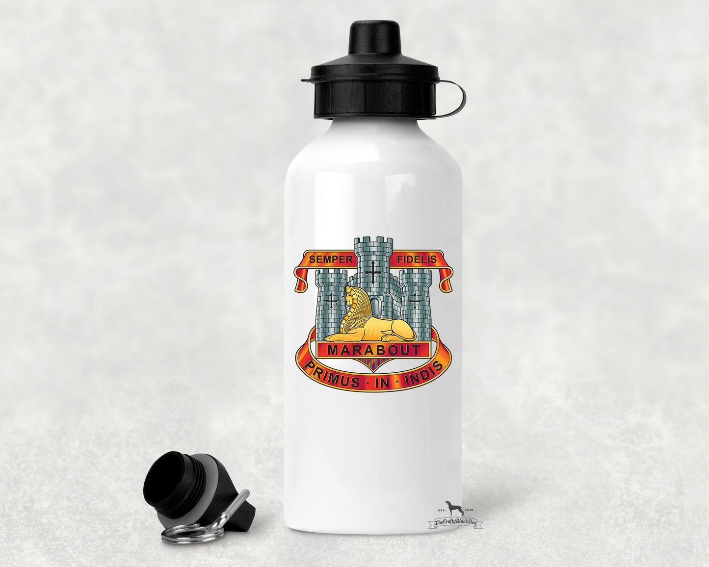 Devonshire & Dorset Regiment Crest - ALUMINIUM WATER BOTTLE