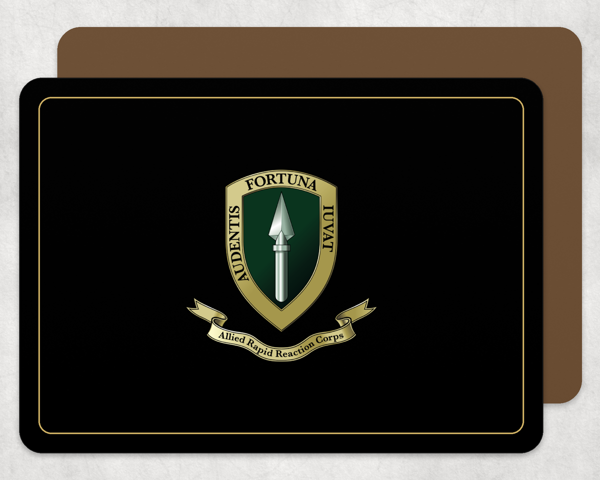 Allied Rapid Reaction Corps (ARRC) - Placemat — Black_Gold_Hardback_Placemat