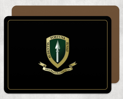 Allied Rapid Reaction Corps (ARRC) - Placemat — Black_Gold_Hardback_Placemat