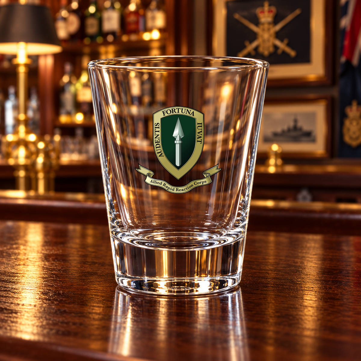 Allied Rapid Reaction Corps (ARRC) - Shot Glasses | The Crafty Black Dog — Frosted_Shot_Glass_Military_Bar_Smart_Object copy