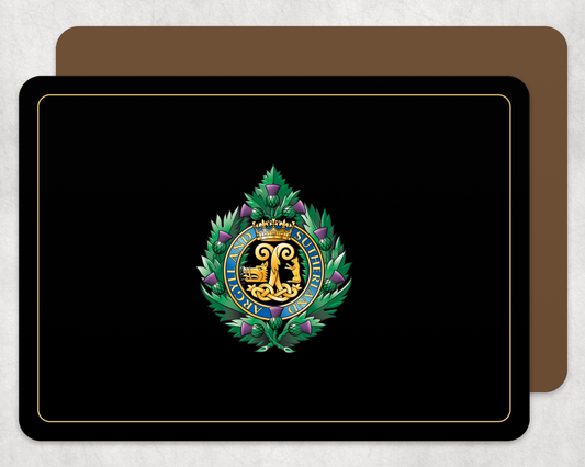 Argyll and Sutherland Highlanders - Placemat | The Crafty Black Dog — Black_Gold_Hardback_Placemat