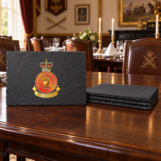 Army Catering Corps - Slate Placemat & Coaster Set | The Crafty Black Dog — Slate_Placemat_Set_4_Military_Dining_Smart_Object copy