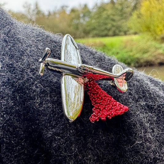 Spitfire Poppy Brooch, Silver Plated