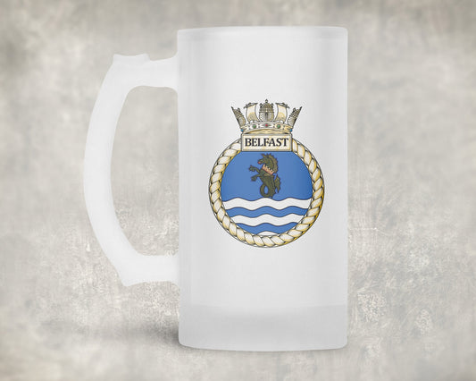 HMS Belfast - Frosted Stein/Tankard/Beer Mug - Frosted Stein/Tankard/Beer Mug
