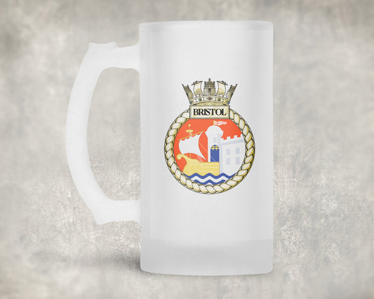 HMS Bristol - Frosted Stein/Tankard/Beer Mug - Frosted Stein/Tankard/Beer Mug