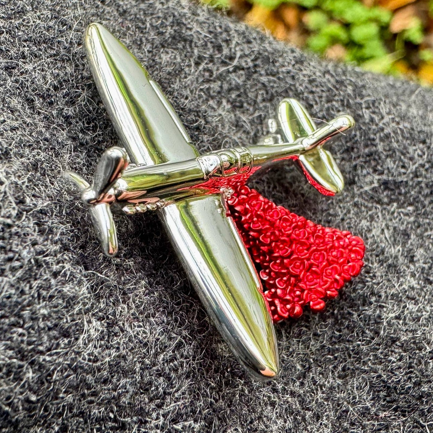 Spitfire Poppy Brooch, Silver Plated