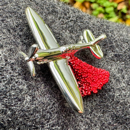 Spitfire Poppy Brooch, Silver Plated