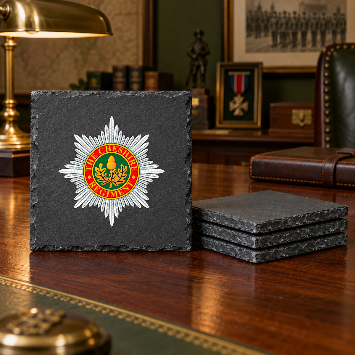Cheshire Regiment - Slate Coaster Set | The Crafty Black Dog