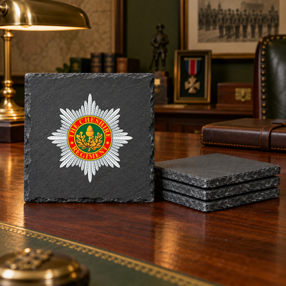 Cheshire Regiment - Slate Placemat & Coaster Set | The Crafty Black Dog — Slate_Coaster_Set_4_Military_Desk_Smart_Object copy