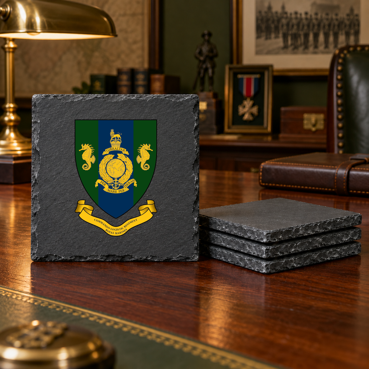 Commando Logistic Regiment RM (CLR) - Slate Coaster Set | The Crafty Black Dog