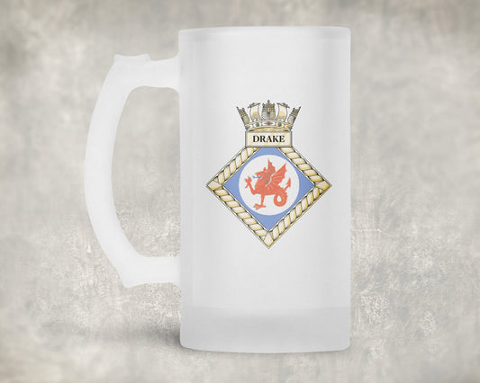 HMS Drake (HMNB Devonport) - Frosted Stein/Tankard/Beer Mug - Frosted Stein/Tankard/Beer Mug